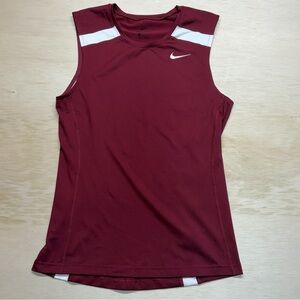 Nike Dri-Fit White And Burgundy Tank Top Size Medium Running